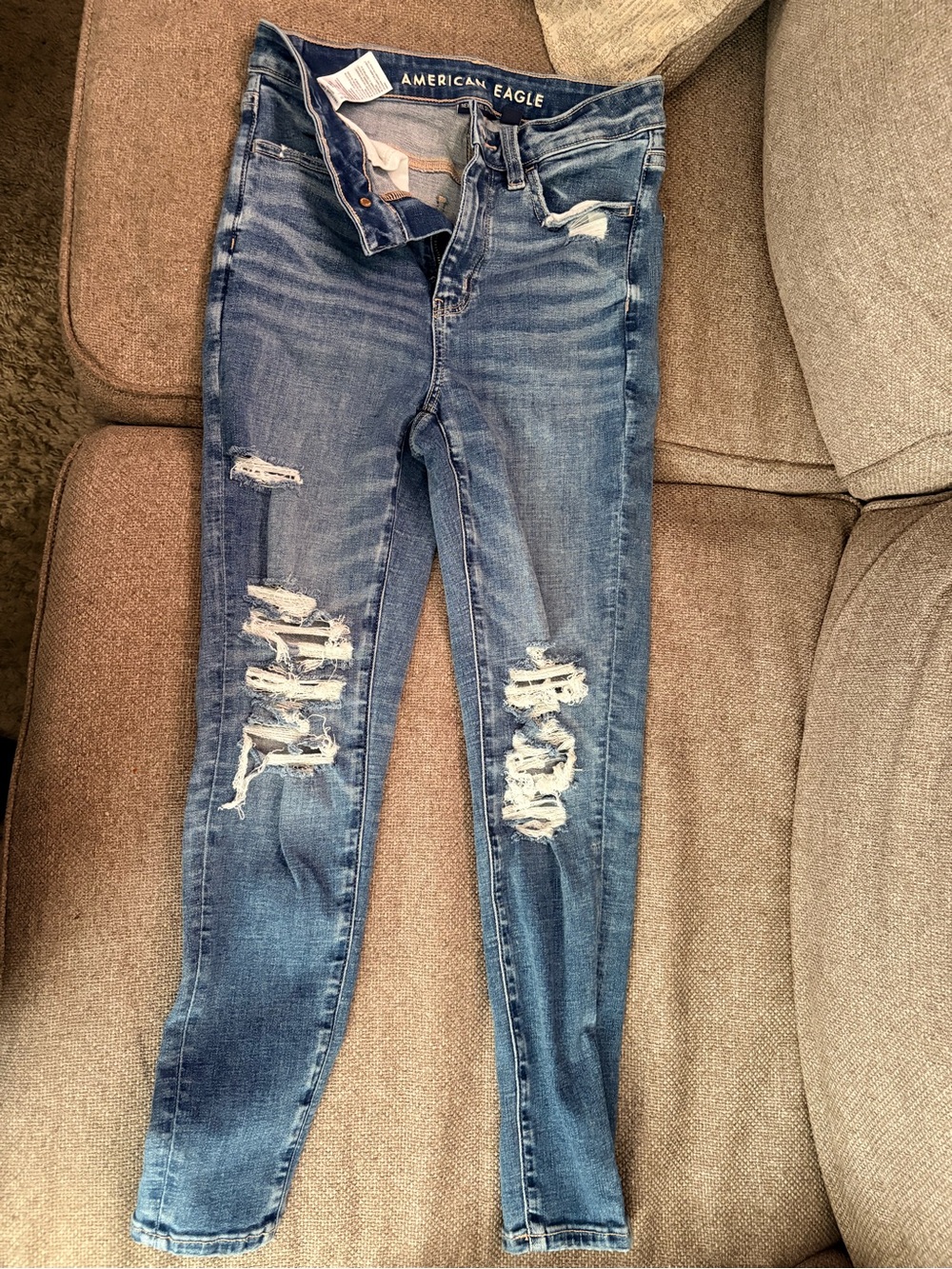 American Eagle Outfitters Blue Distressed Skinny Jeans